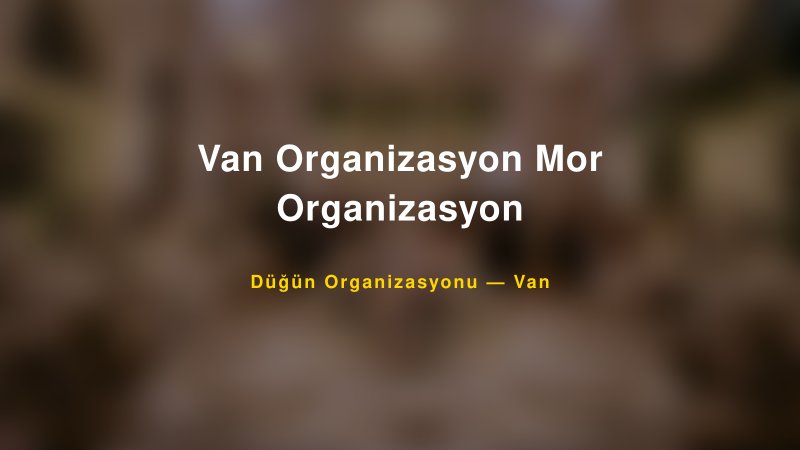 Van Organizasyon Mor Organizasyon — Van Kır Düğünü Mekanı Rehberi