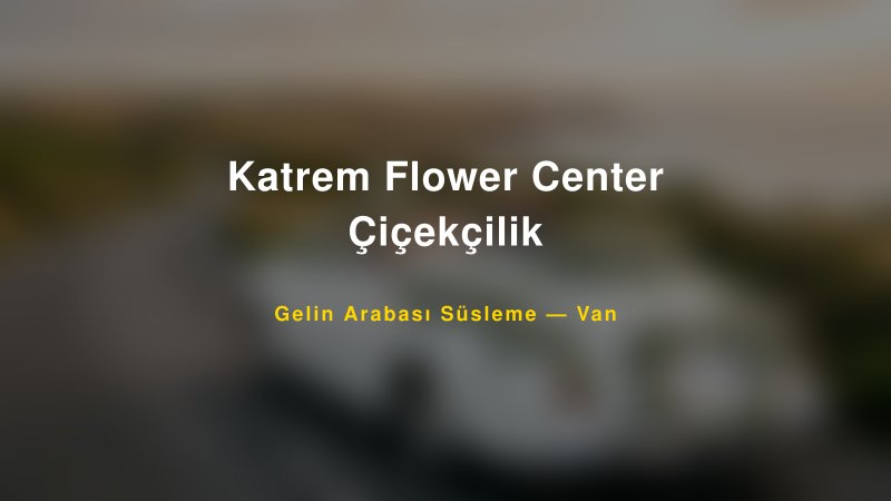 Katrem Flower Center Çiçekçilik Van Gelin Arabası Süsleme